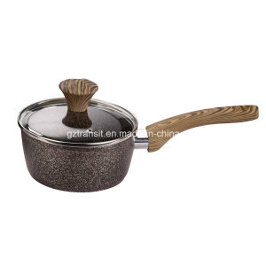 Forged Aluminum Sauce Pan Milk Pot with Wood-Look Handles