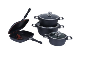 Cast Aluminum Pots and Double Pans Cookware Set Catering Equipment